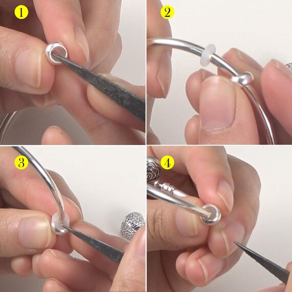 4 pcs Sterling Silber Stopper Charms für Pandora Armbänder “MEHRWEG”