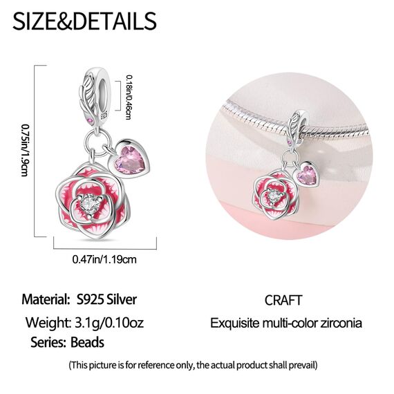 HappyStar Silber 925 Charms Anhänger für Armbänder,Combination Dangle Anhänger Bead Charms für Damen Kompatibel mit Pandora Europäischen Armbändern und Halskette （Mit Spacer Beads