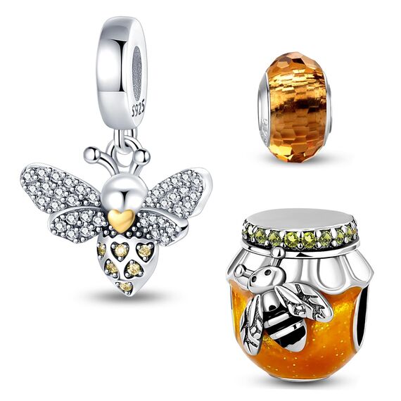 HappyStar Silber 925 Charms Anhänger für Armbänder, Combination Dangle Anhänger Bead Charms für Damen Kompatibel mit Pandora Europäischen Armbändern und Halskette （Mit Spacer Beads