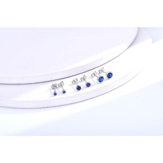 USEEDOVIA Ohrstecker Silber 925 Damen, 3 Paar Klein Sterling Silber Ohrringe Set mit Blau Zirkonia Saphir Knorpel Funkelnd Schmuck Geschenke für Damen Herren 2/3/4mm