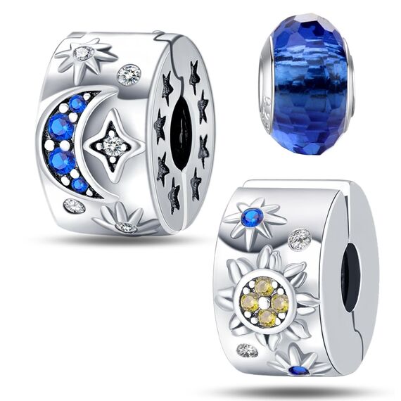 HappyStar Silber 925 Charms Anhänger für Armbänder,Combination Dangle Anhänger Bead Charms für Damen Kompatibel mit Pandora Europäischen Armbändern und Halskette （Mit Spacer Beads