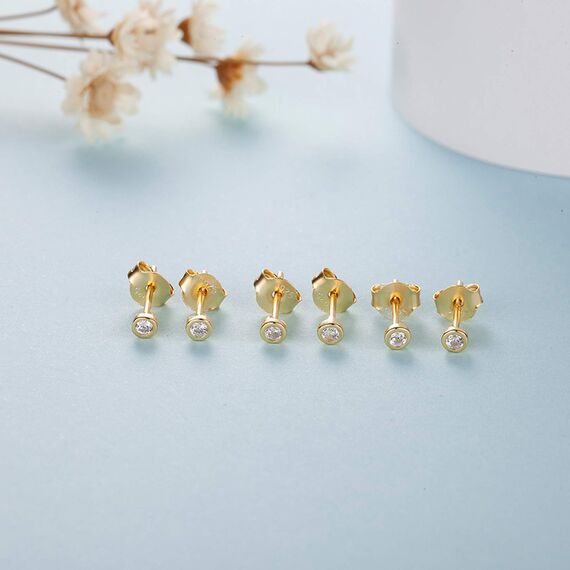 Damen Ohrstecker Silber 925-3 Paar Klein Sterling Silber Ohrstecker Ohrringe Set mit Zirkonia Knorpel Funkelnd Unendlichkeit Ohrstecker Schmuck für Oktoberfest Damen Herren Geschenke 2/3/4mm