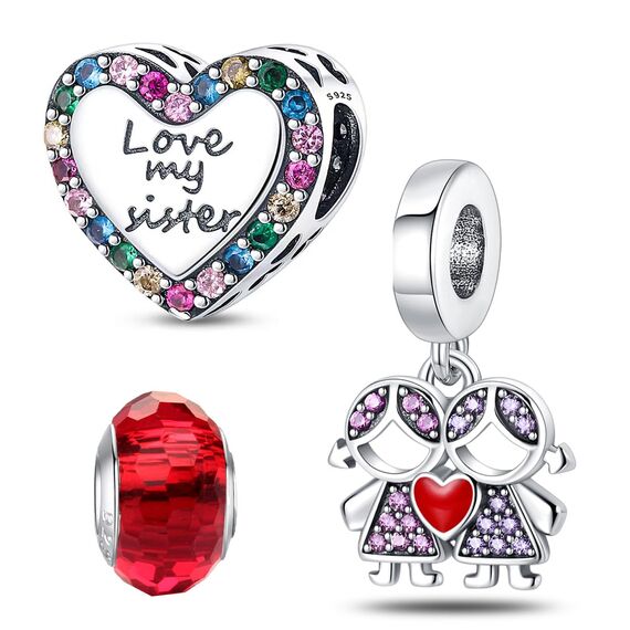 HappyStar Silber 925 Charms Anhänger für Armbänder, Combination Dangle Anhänger Bead Charms für Damen Kompatibel mit Pandora Europäischen Armbändern und Halskette （Mit Spacer Beads