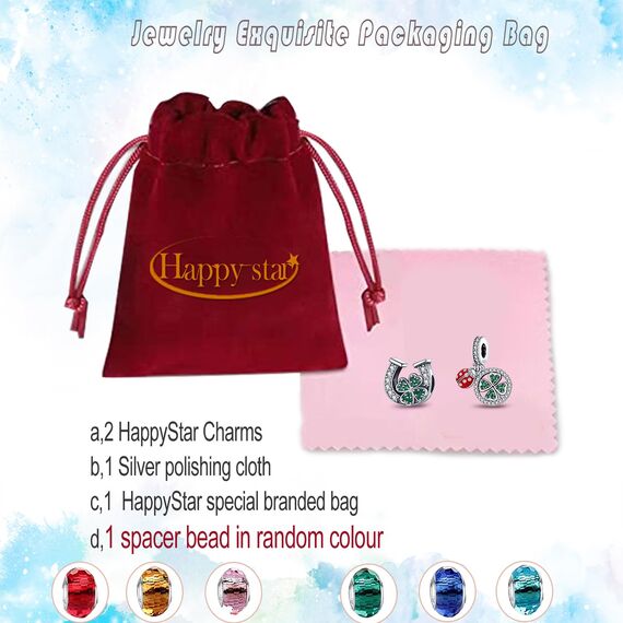 HappyStar Silber 925 Charms Anhänger für Armbänder, Combination Dangle Anhänger Bead Charms für Damen Kompatibel mit Pandora Europäischen Armbändern und Halskette （Mit Spacer Beads