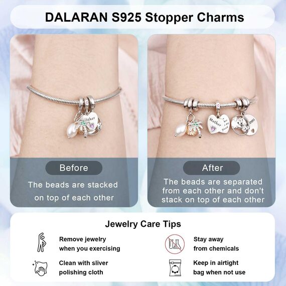 2 PCS Spacer Charm Stopper Roségold für Pandora Charms Armbänder 925 Sterling Silber “MEHRWEG”