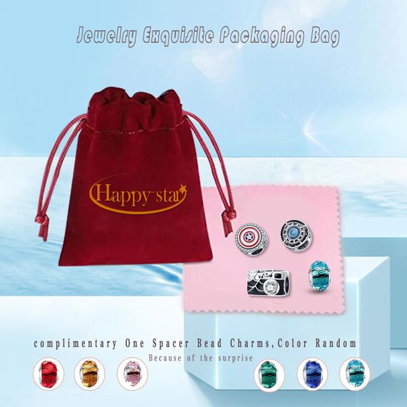 HappyStar Silber 925 Charms Anhänger für Armbänder, Combination Dangle Anhänger Bead Charms für Damen Kompatibel mit Pandora Europäischen Armbändern und Halskette （Mit Spacer Beads