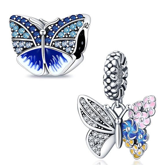 HappyStar Silber 925 Charms Anhänger für Armbänder, Combination Dangle Anhänger Bead Charms für Damen Kompatibel mit Pandora Europäischen Armbändern und Halskette （Mit Spacer Beads