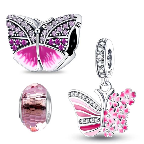 HappyStar Silber 925 Charms Anhänger für Armbänder,Combination Dangle Anhänger Bead Charms für Damen Kompatibel mit Pandora Europäischen Armbändern und Halskette （Mit Spacer Beads