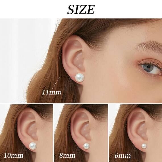 Damen Perlen Ohrringe 925 Sterling Silber 6mm Button weiß Süßwasser Perlen Ohrstecker