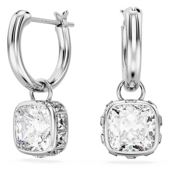 Swarovski Chroma Drop-Ohrhänger, Weiße und Rhodinierte Damenohrringe mit Strahlenden Swarovski Kristallen