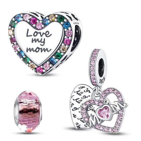 HappyStar Silber 925 Charms Anhänger für Armbänder,Combination Dangle Anhänger Bead Charms für Damen Kompatibel mit Pandora Europäischen Armbändern und Halskette （Mit Spacer Beads