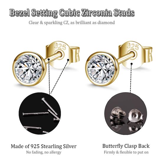 Damen Ohrstecker Silber 925-3 Paar Klein Sterling Silber Ohrstecker Ohrringe Set mit Zirkonia Knorpel Funkelnd Unendlichkeit Ohrstecker Schmuck für Oktoberfest Damen Herren Geschenke 2/3/4mm