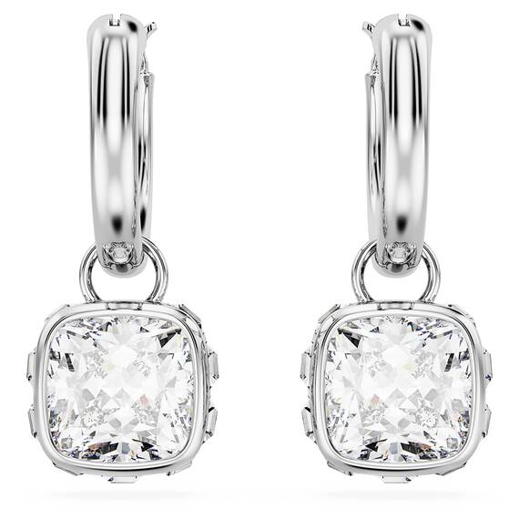 Swarovski Chroma Drop-Ohrhänger, Weiße und Rhodinierte Damenohrringe mit Strahlenden Swarovski Kristallen