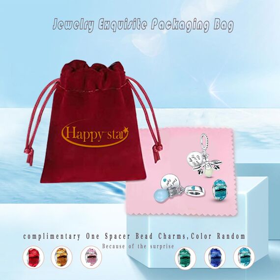 HappyStar Silber 925 Charms Anhänger für Armbänder, Combination Dangle Anhänger Bead Charms für Damen Kompatibel mit Pandora Europäischen Armbändern und Halskette （Mit Spacer Beads