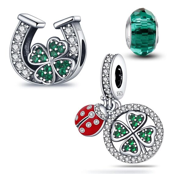 HappyStar Silber 925 Charms Anhänger für Armbänder, Combination Dangle Anhänger Bead Charms für Damen Kompatibel mit Pandora Europäischen Armbändern und Halskette （Mit Spacer Beads