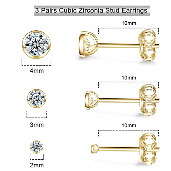 Damen Ohrstecker Silber 925-3 Paar Klein Sterling Silber Ohrstecker Ohrringe Set mit Zirkonia Knorpel Funkelnd Unendlichkeit Ohrstecker Schmuck für Oktoberfest Damen Herren Geschenke 2/3/4mm