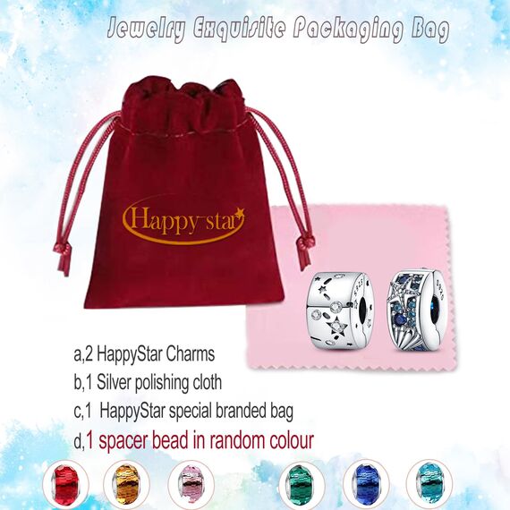 HappyStar Silber 925 Charms Anhänger für Armbänder, Combination Dangle Anhänger Bead Charms für Damen Kompatibel mit Pandora Europäischen Armbändern und Halskette （Mit Spacer Beads