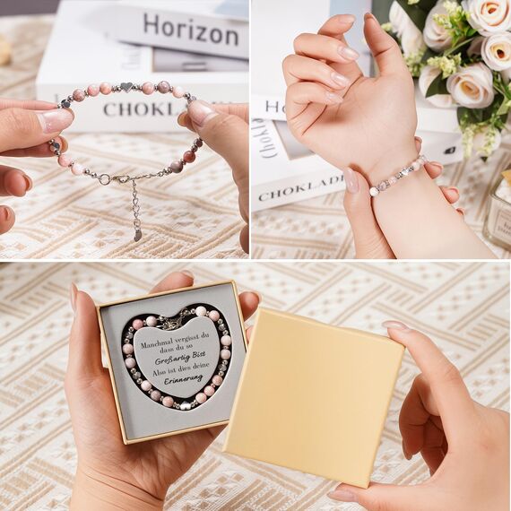 Lueaurra Geschenke für Frauen Armband Natursteine Frau Idee Original Geschenk Teenager Mädchen Geschenke Weihnachten Frau Geburtstagsgeschenk Armband Geschenk für Tochter Mutter Schwester Freundin