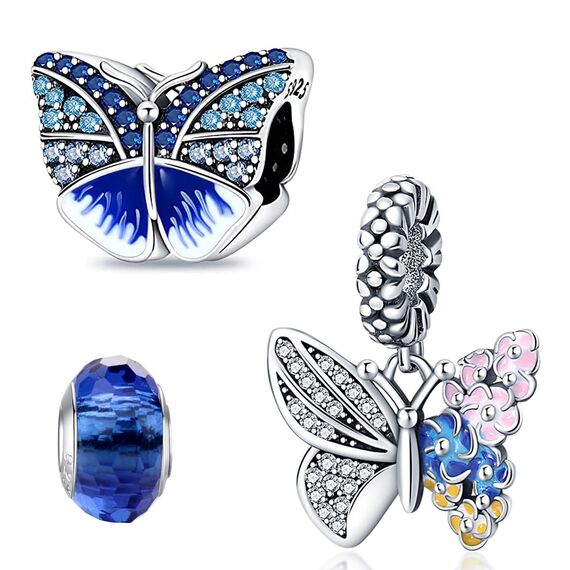 HappyStar Silber 925 Charms Anhänger für Armbänder, Combination Dangle Anhänger Bead Charms für Damen Kompatibel mit Pandora Europäischen Armbändern und Halskette （Mit Spacer Beads