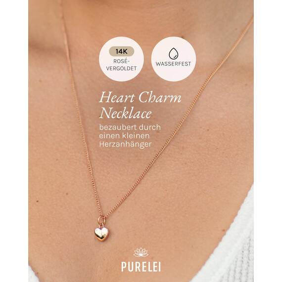 Purelei Damen Halskette Edelstahl wasserfest – Verstellbare Herz Charm Kette 50-55 cm – Langlebiger Damenschmuck im eleganten Design für jeden Anlass