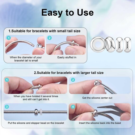 4 STÜCKE Sterling Silber Spacer Charms Stopper Roségold für Pandora Armbänder