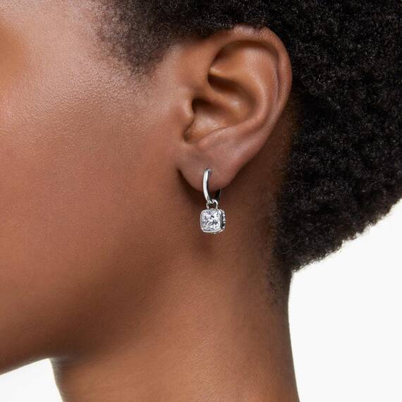 Swarovski Chroma Drop-Ohrhänger, Weiße und Rhodinierte Damenohrringe mit Strahlenden Swarovski Kristallen