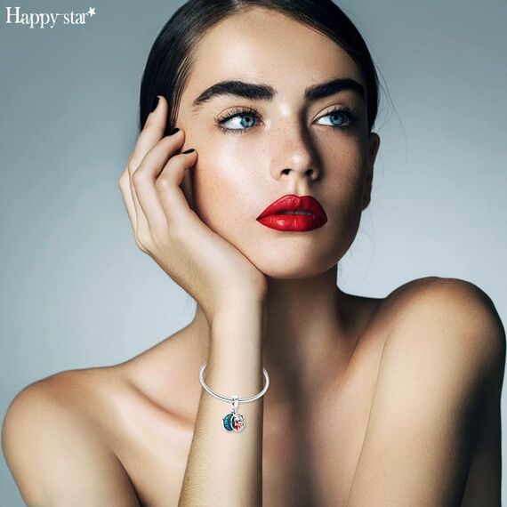 HappyStar beads charms,passt Charms Armbänder Halskette Europäischen Schmuck ，Bead Charms für Damen,925 Sterling Silber Dangle Anhänger