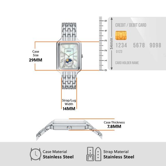 FOSSIL Raquel Damenuhr, Quarz-Dreizeigerwerk mit Edelstahlarmband