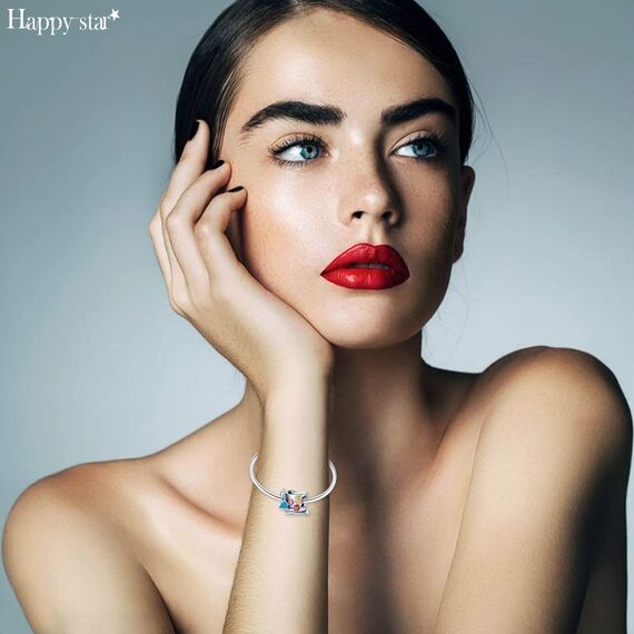 HappyStar beads charms,passt Charms Armbänder Halskette Europäischen Schmuck ，Bead Charms für Damen,925 Sterling Silber Dangle Anhänger