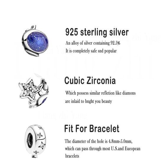 HappyStar beads charms,passt Charms Armbänder Halskette Europäischen Schmuck ，Bead Charms für Damen,925 Sterling Silber Dangle Anhänger