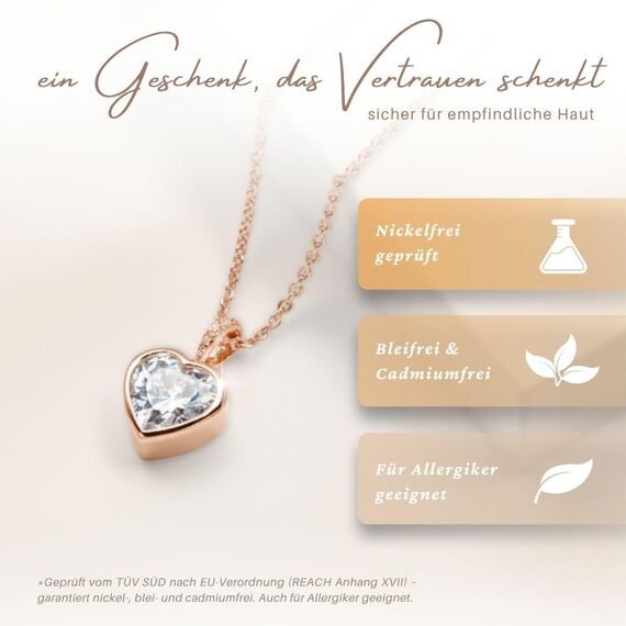 Halskette Damen Rosegold Herzkette Rose Gold Kette vergoldet Engelsflügel Damenkette Ich Liebe Dich Herz-Anhänger Rosegoldschmuck Schmuck Geburtstag Valentinstag Jahrestag Geschenke Frauen Freundin