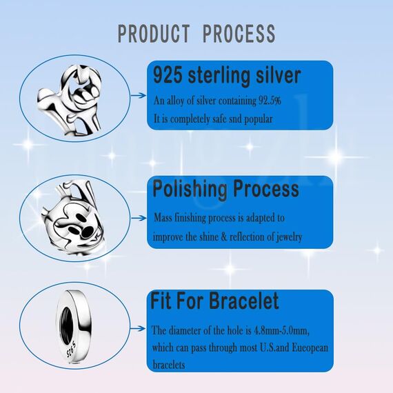 HappyStar beads charms,passt Charms Armbänder Halskette Europäischen Schmuck ，Bead Charms für Damen,925 Sterling Silber Dangle Anhänger