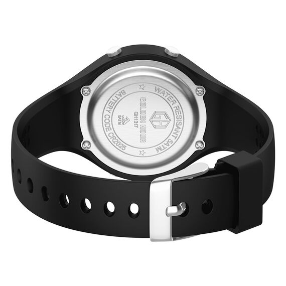 GOLDEN HOUR Digital Uhr Damen 5ATM wasserdichte Sport Chronograph Silikonarmband Armbanduhr Damen Sportlich Elegant Uhren Damen mit Datum Leuchtend Leicht ablesbares Zifferblatt - Silber Schwarz