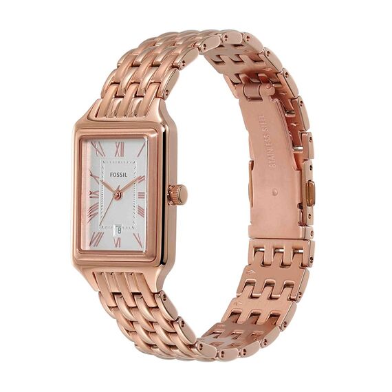 Fossil Damenuhr Raquel, Quarzwerk, 23MM Rose Gold Edelstahlgehäuse mit Edelstahlarmband, ES5271