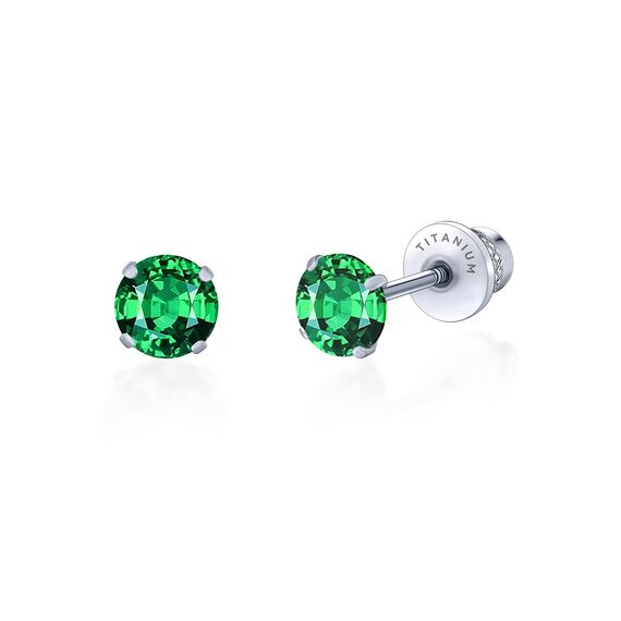 Limerencia Titan Ohrringe für Damen und Herren - G23 Medizinische Hypoallergene Gesundheitsstecker Mit CZ für Empfindliche Ohren - Mode Damenschmuck (5mm, Grün)
