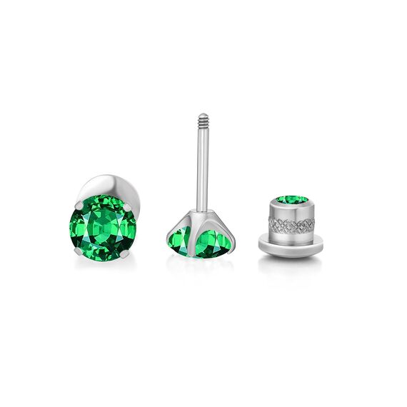 Limerencia Titan Ohrringe für Damen und Herren - G23 Medizinische Hypoallergene Gesundheitsstecker Mit CZ für Empfindliche Ohren - Mode Damenschmuck (5mm, Grün)