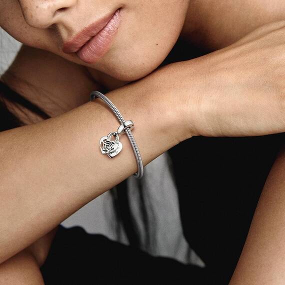 PANDORA Charm Anhänger Herzförmiges Vorhängeschloss Silber 790086C00
