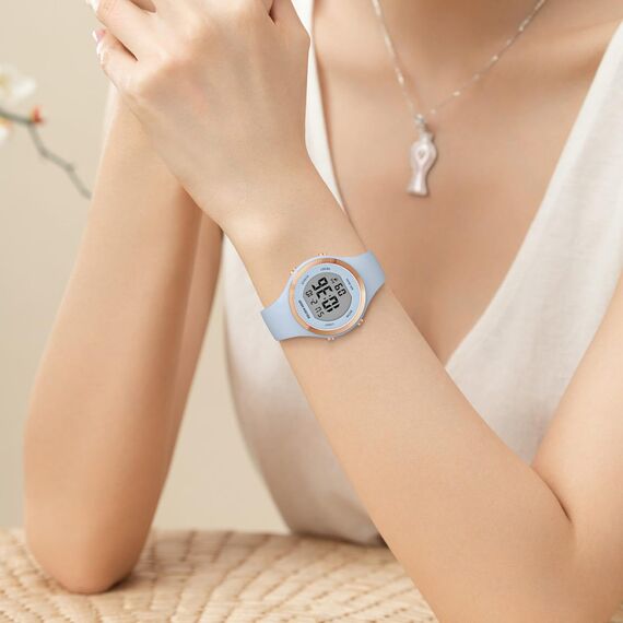 GOLDEN Hour Digital Damen Uhr 5ATM wasserdichte Sport Chronograph mit Silikonarmband - Sportlich Elegant mit Datum, Leuchtend Leicht Ablesbares Zifferblatt