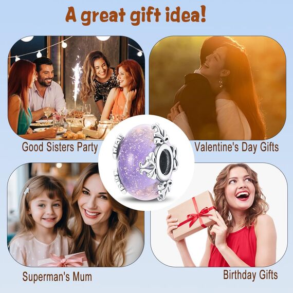 HappyStar beads charms,passt Charms Armbänder Halskette Europäischen Schmuck ，Bead Charms für Damen,925 Sterling Silber Dangle Anhänger