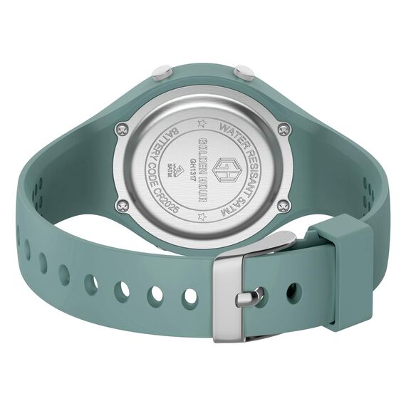 GOLDEN HOUR Digitale Damenuhren, 5 ATM wasserdicht, Sport-Damenuhr mit leuchtendem/Datum/Woche/Monat, Silikonarmband, Schwimmuhr für Frauen, dunkelgrün