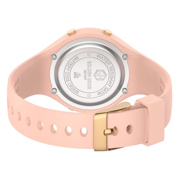 GOLDEN HOUR Digital Uhr Damen 5ATM Wasserdichte Sport Chronograph Mit Silikonarmband - Elegant Sportliche Armbanduhr Mit Datum Und Leuchtend Leicht Ablesbarem Zifferblatt - Champagne