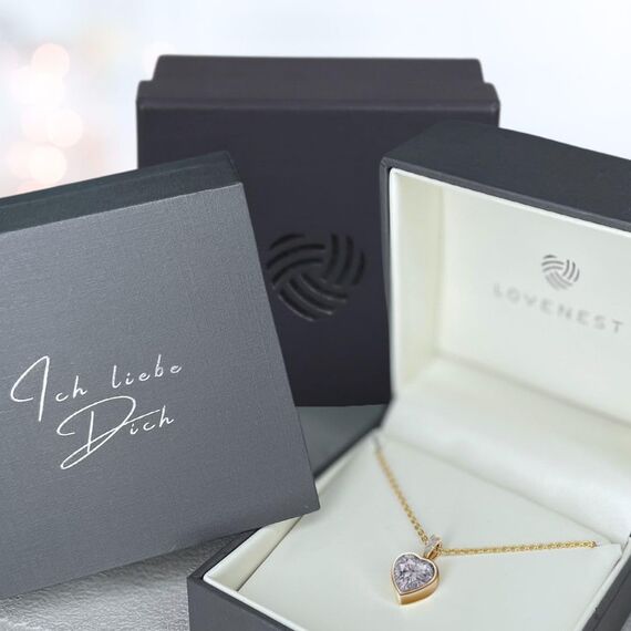 Halskette Damen Gold Herzkette Kette vergoldet Engelsflügel Goldkette Ich liebe Dich Damenkette Herz-Anhänger Goldschmuck Schmuck Geburtstag Valentinstag Jahrestag Geschenke Frauen Freundin