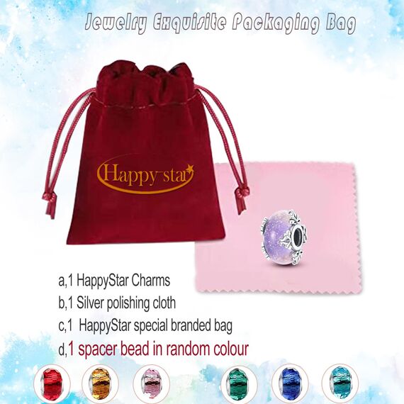 HappyStar beads charms,passt Charms Armbänder Halskette Europäischen Schmuck ，Bead Charms für Damen,925 Sterling Silber Dangle Anhänger