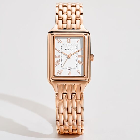 Fossil Damenuhr Raquel, Quarzwerk, 23MM Rose Gold Edelstahlgehäuse mit Edelstahlarmband, ES5271