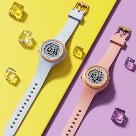 GOLDEN Hour Digital Damen Uhr 5ATM wasserdichte Sport Chronograph mit Silikonarmband - Sportlich Elegant mit Datum, Leuchtend Leicht Ablesbares Zifferblatt