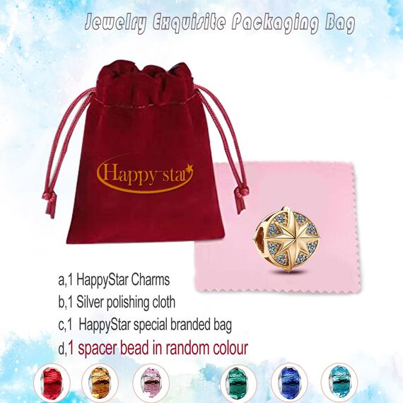 HappyStar beads charms,passt Charms Armbänder Halskette Europäischen Schmuck ，Bead Charms für Damen,925 Sterling Silber Dangle Anhänger