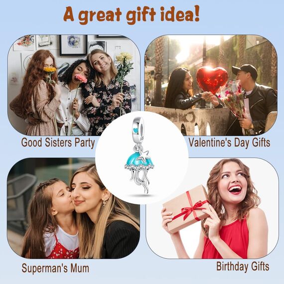 HappyStar beads charms,passt Charms Armbänder Halskette Europäischen Schmuck ，Bead Charms für Damen,925 Sterling Silber Dangle Anhänger