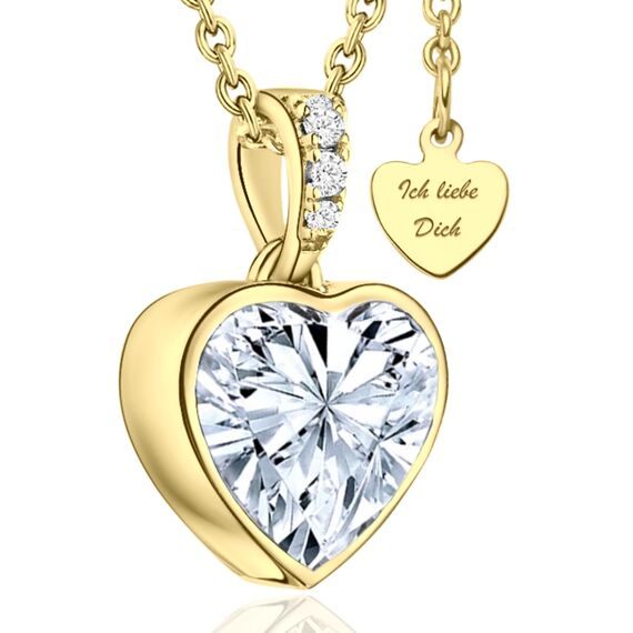 Halskette Damen Gold Herzkette Kette vergoldet Engelsflügel Goldkette Ich liebe Dich Damenkette Herz-Anhänger Goldschmuck Schmuck Geburtstag Valentinstag Jahrestag Geschenke Frauen Freundin