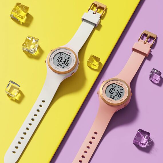 GOLDEN Hour Digitale Armbanduhr Damen Wasserdicht 5ATM Chronograph Sport Silikon Armband Armbanduhr Damen Elegant Sportuhr mit Datum Leuchtend Leicht Ablesbares Zifferblatt, Roségold/Starlight