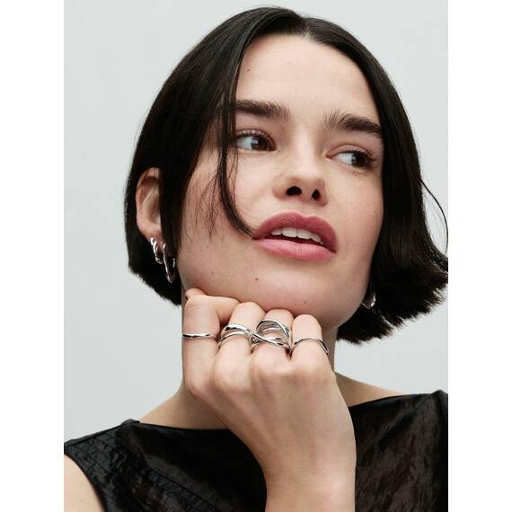 PANDORA Moments Weiße blühende Rose Collier-Halskette aus Sterling Silber mit künstlichem Perlmutt, Größe 45cm, 393206C01-45
